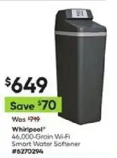 Lowe's Whirlpool 46,000-Grain Wi-Fi Smart Water Softener offer