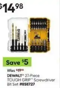 Lowe's DeWalt 27-piece tough grip screwdriver bit set offer