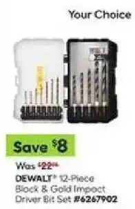 Lowe's DeWalt 12-piece block & gold impact driver bit set offer