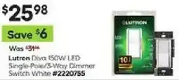 Lowe's Lutron Diva 150W LED Single-Pole/3-Way Dimmer Switch White offer