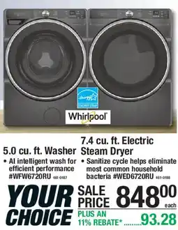 Menards Whirlpool your choice offer