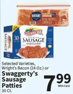 Food City Wright's Bacon or Swaggerty's Sausage Patties offer