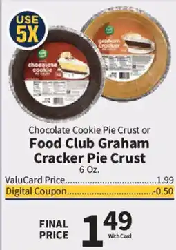 Food City Chocolate Cookie Pie Crust or Food Club Graham Cracker Pie Crust offer