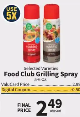 Food City Food Club Grilling Spray offer