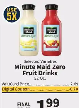 Food City Minute Maid Zero Fruit Drinks offer
