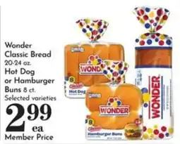 Pavilions Wonder Classic Bread Hot Dog or Hamburger Buns offer