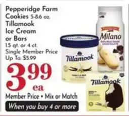 Pavilions Pepperidge Farm Cookies or Tillamook Ice Cream or Bars offer