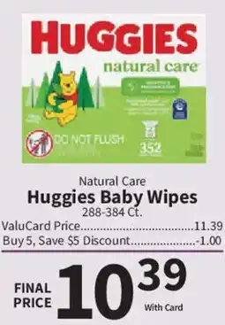 Food City Huggies natural care baby wipes offer