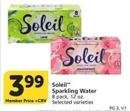 Vons Soleil Sparkling Water offer