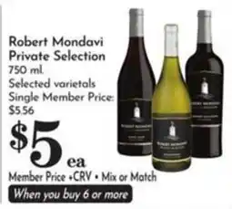 Pavilions Robert Mondavi Private Selection offer
