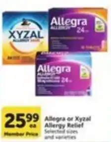 Pavilions Allegra or Xyzal Allergy Relief offer
