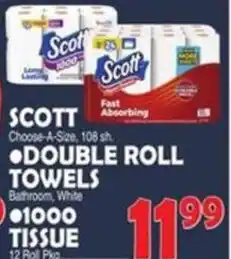 Bravo Supermarkets Scott double roll towels offer