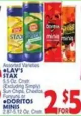 Bravo Supermarkets Lay's Stax or Doritos Minis offer