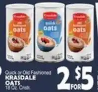 Bravo Supermarkets Krasdale quick or old fashioned oats offer