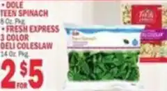 Bravo Supermarkets Dole teen spinach offer
