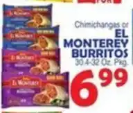Bravo Supermarkets El Monterey chimichangas or burritos offer