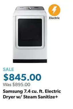 Sam's Club Samsung 7.4 cu. ft. Electric Dryer w/ Steam Sanitize+ offer