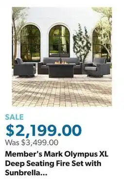 Sam's Club Member's Mark Olympus XL Deep Seating Fire Set with Sunbrella Fabric, 4pc offer