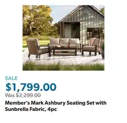 Sam's Club Member's Mark Ashbury Seating Set with Sunbrella Fabric, 4pc offer