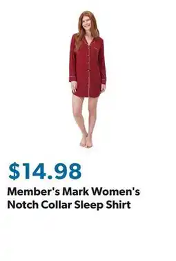 Sam's Club Member's Mark Women's Notch Collar Sleep Shirt offer
