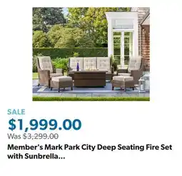 Sam's Club Member's Mark Park City Deep Seating Fire Set with Sunbrella Fabric, 6pc offer