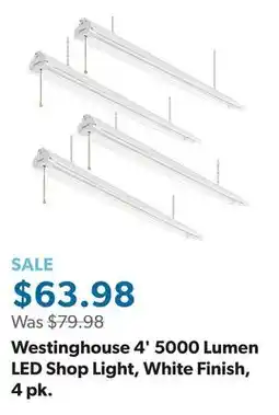 Sam's Club Westinghouse 4' 5000 Lumen LED Shop Light, White Finish, 4 pk offer