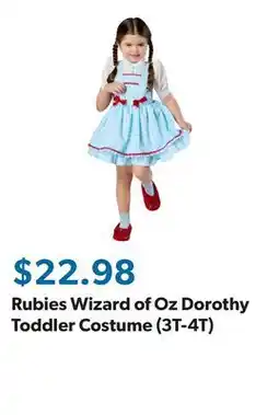 Sam's Club Rubies Wizard of Oz Dorothy Toddler Costume (3T-4T) offer