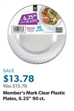 Sam's Club Member's Mark Clear Plastic Plates, 6.25 90 ct offer