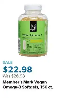 Sam's Club Member's Mark Vegan Omega-3 Softgels, 150 ct offer
