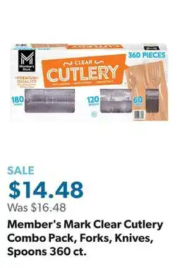 Sam's Club Member's Mark Clear Cutlery Combo Pack, Forks, Knives, Spoons 360 ct offer