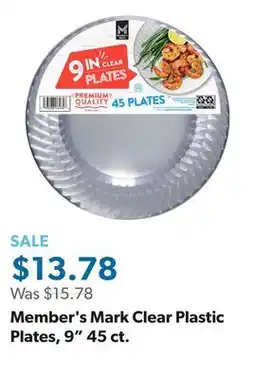 Sam's Club Member's Mark Clear Plastic Plates, 9 45 ct offer