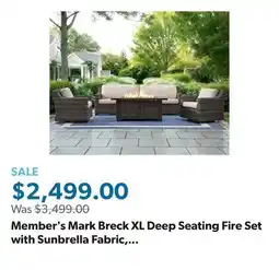 Sam's Club Member's Mark Breck XL Deep Seating Fire Set with Sunbrella Fabric, 4pc offer