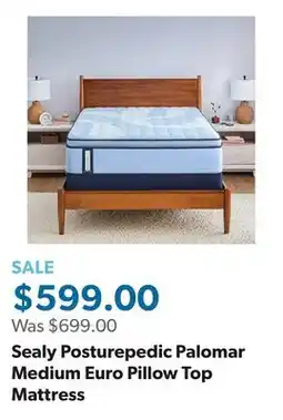Sam's Club Sealy Posturepedic Palomar Medium Euro Pillow Top Mattress offer