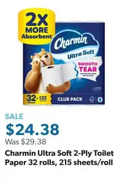 Sam's Club Charmin Ultra Soft 2-Ply Toilet Paper 32 rolls, 215 sheets/roll offer