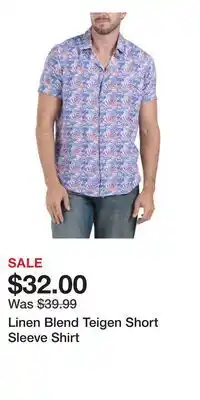 TJ Maxx Linen Blend Teigen Short Sleeve Shirt offer