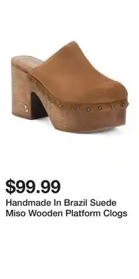 TJ Maxx Handmade In Brazil Suede Miso Wooden Platform Clogs offer