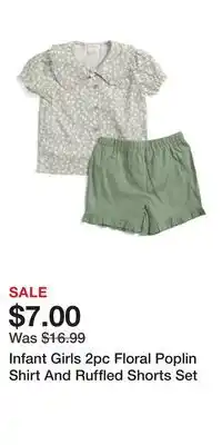 TJ Maxx Infant Girls 2pc Floral Poplin Shirt And Ruffled Shorts Set offer