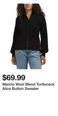 TJ Maxx Merino Wool Blend Turtleneck Alice Button Sweater offer