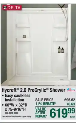 Menards Delta Hycroft 2.0 ProCrylic Shower offer