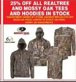 Dunham's Sports Mossy Oak Realtree tees and hoodies offer