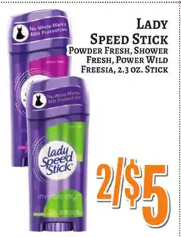 Trade Fair Supermarket LADY SPEED STICK Powder Fresh, Shower Fresh, Power Wild FREESIA offer