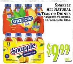 Trade Fair Supermarket Snapple ALL NATURAL Teas or Drinks offer