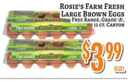 Trade Fair Supermarket ROSIE'S FARM FRESH LARGE BROWN EGGS offer