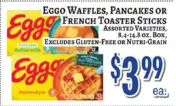Trade Fair Supermarket Eggo Waffles, Pancakes OR French Toast Sticks offer