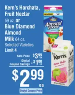 Smart & Final Kern's Horchata, Fruit Nectar or Blue Diamond Almond Milk offer