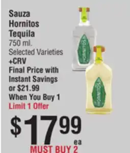 Smart & Final Saauza Hornitos Tequila offer