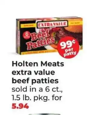 Holten Meats extra value beef patties
