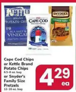 Safeway Cape Cod Chips or Kettle Brand Potato Chips or Snyder's Family Size Pretzels offer