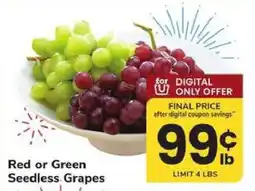 Safeway Red or Green Seedless Grapes offer