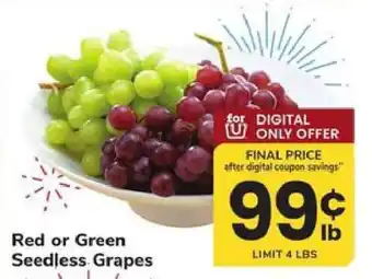 Safeway Red or Green Seedless Grapes offer